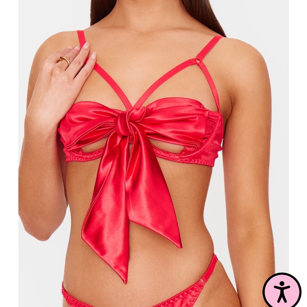 Satin Red Bow Bralette